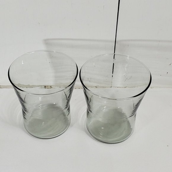 Corning Snap II Smoke Old Fashioned Whiskey Glasses 2pc fluted tulip handblown - Picture 4 of 9